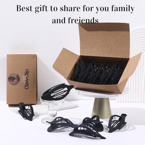 8 Pack Flat Black Hair Clips for Women – Large Matte No-Slip Flat Black Claw Clips for Thick & Thin Hair, Strong Hold French Styling Accessories - Image 7