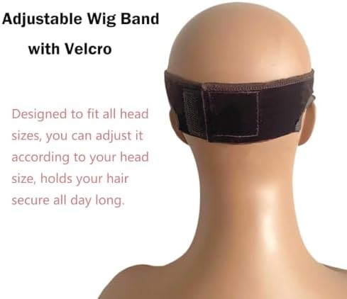 Lace Wig Grip Band with Ear Cut Out for Women Adjustable Velvet Wig Grip Band for Glueless Wig, Wig Band with Non-Slip Silicone Strip Natural Lace Edge (Brown) - Image 5