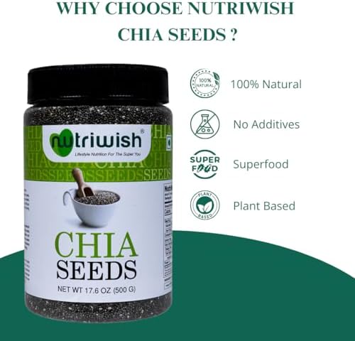 Nutriwish Chia Seeds 17.6 oz (500g) | 100% Natural, Superfood & Keto-Friendly | Perfect for Smoothies, Puddings & Baking - Image 2