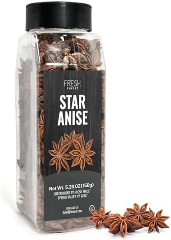 Fresh Finest Whole Star Anise 5.29oz - Premium Quality Star Anise Whole - All-Natural, Non-GMO, Gluten-Free, Kosher - Perfect for Baking, Cooking, and Tea by FreshFinest