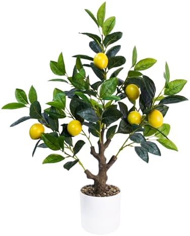 Caxchiling Artificial Lemon Tree 2FT, Faux Tabletop Tree with Planter by Caxchiling
