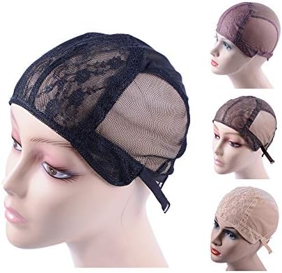 YANTAISIYU Wig Making Caps Double Lace Wig Caps For Making Wigs Adjustable Wig Cap Weave Caps for Making Wigs Hairnets (Black S) by YANTAISIYU