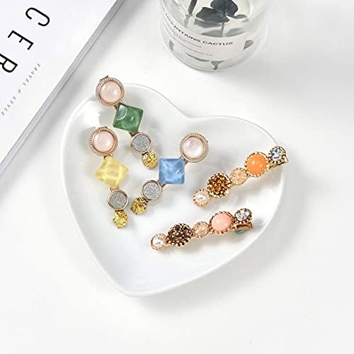 Mehayi 20 PCS Pearls and Acrylic Resin Hair Clips, Handmade Hair Barrettes, Marble Alligator bobby pins, Glitter Crystal Geometric Hairpin, Elegant Gold Hair Accessories, Gifts for Women Girls - Image 7
