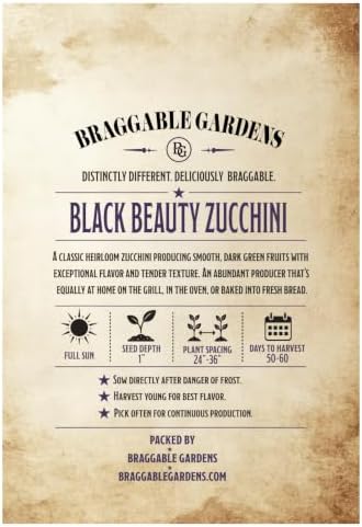 Black Beauty Zucchini Seeds for Planting, Heirloom Zucchini Vegetable Seeds, Smooth Dark Green Summer Squash with Tender Texture for Grilling, Baking, Roasting and Fresh Harvests - Image 3