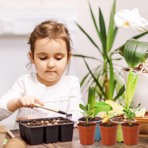 60 Pcs 2 Inch Red Mini Nursery Pots, Seedling Pots with Drainage Holes - Image 4