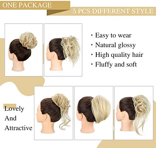 HMD 5 Pieces Messy Hair Bun Hairpiece Tousled Updo for Women - Image 2