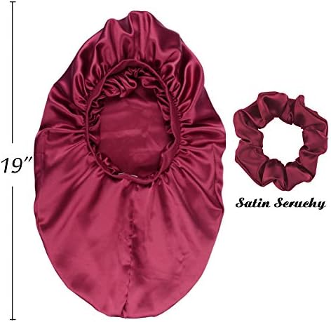 Large Braids Satin Bonnet Jumbo Sleep Cap Red - Image 3
