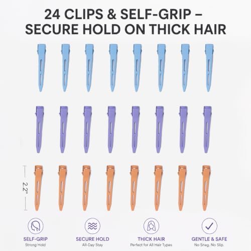 Aluminum Metal Hair Rollers for Women, Thermal Velcro Rollers for Hair, 12 Pack Self Grip Design with 24 Clips & Canvas Bag for Blowout Volume, Curtain Bangs, Root Lift, Waves & Long Hair, 2" & 2.4" - Image 4