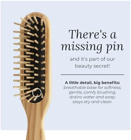 TEK | Rectangular Wooden Hair Brush with Short Rounded Teeth in Natural Ash Wood, Ideal for Detangling, Styling and Daily Care of Short Hair | 22x4cm | Handmade in Italy - Image 4