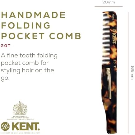 Kent 20T TY Handmade Folding Pocket Comb for Men, Fine Tooth Hair Comb Straightener for Everyday Grooming Styling Hair, Beard or Mustache, Use Dry or with Balms, Saw Cut Hand Polished, Made in England - Image 2