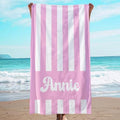 JML Personalized Beach Towel with Name, Custom Cabana Stripe Beach Towel, Customized Microfiber Pool Towel, Quick Dry & Absorbent Swim Towel for Adult,Mother's Day, Birthday, Summer Holiday,Vacation by JML