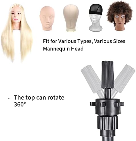 ZQIAN BEAUTY 25 Inch Wig Stand Tripod, Adjustable Mannequin Head Stand, Wig Head Stand for Training Heads And Canvas Block Head (Mannequin Head Not Included) - Image 3
