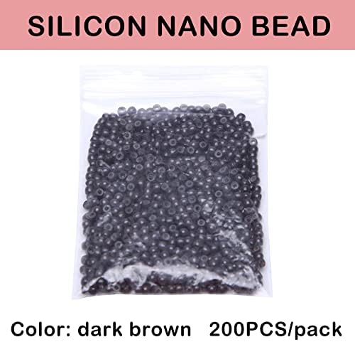 Hairro Silicone Nano Ring Beads 200pcs 3mm For Nano Link Hair Kertain Human Hair Extensions Add-in And Add-on Hair Accessories Dark Brown - Image 2
