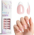 Krofaue French Tip Short Almond Nail Tips Glossy by krofaue