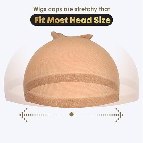 ALLAURA 4 pieces (Nude) Stocking Wig Caps Stretchy Nylon Wig Caps for Women - Liner Weaving Caps for Women, Men, Stocking Wig Cap for Halloween Cosplay - Image 4