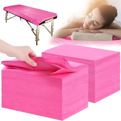 Disposable Bed Sheets 200 Pcs 31" x 71" Massage Table Sheets Non Woven Fabric SPA Bed Cover Breathable for Massage Beauty Tattoos(Pink) by XATUMO