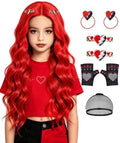 7pcs Red Girls Princess Wig Set for Kids Costume Halloween JZ066 by JMZIVIEE