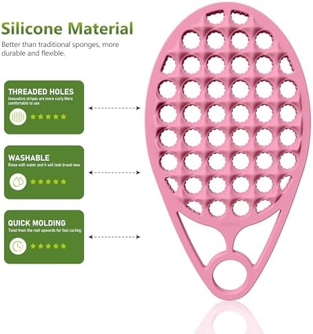 KOUPA Silicone Afro Twist Brush with Pick Comb for Coily Hair Curls, Pink - Image 4