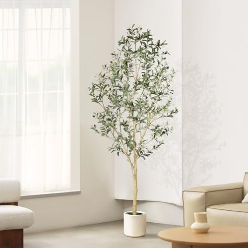 LYERSE Faux Olive Tree 7ft with Sturdy White Planter - Image 5