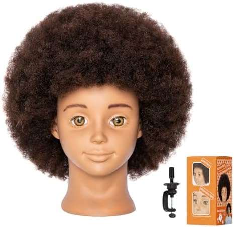 Mannequin Head Human Hair Doll Head Manikin Head Authenically-textured Hair for Girls Pratice Hair-styling Brading with Clamp Holder by MankainheadMannequinHead