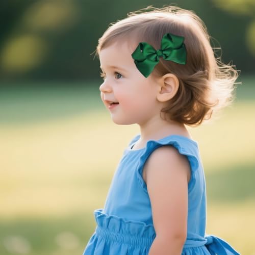 baotongle 11pcs Green School Hair Accessories Set Uniform Hair Bow Headband Clips Hair Ties Curly Bows for Little Toddler School Girls(Green) - Image 4