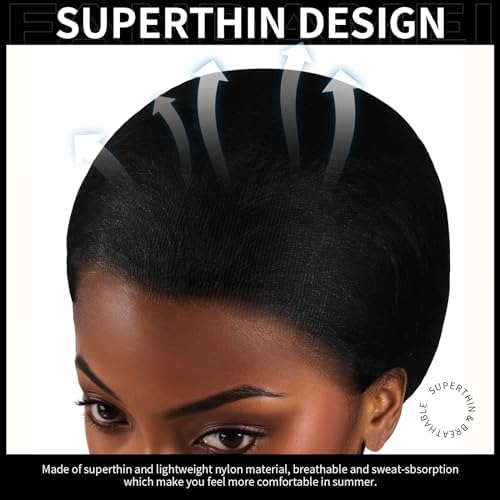 Fandamei HD Wig Caps Super Thin, 4PCS Ultra Thin Black, Nylon Wig Cap for Women Stretchy, Natural Transparent HD Wig Caps for Lace Front Wigs. Summer Wear Comfortable Wig Cap(Black) - Image 3