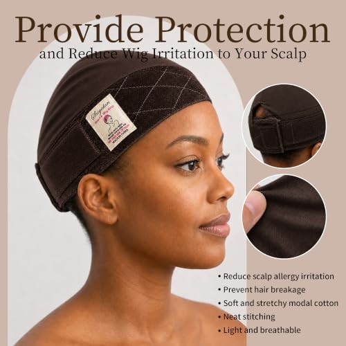 Shiyalan Non Slip Wig Grip Band for Women, 2-in-1 Wide Velvet Wig Cap with Inside Silicone Strips, 2 PCS - Image 4