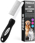 POODLIE Poodle Pet Dog Combs for Grooming Matting - Metal Comb for Dogs with Long & Short Stainless Steel Teeth - Dematting Comb for Cats to Remove Matted Hair & Knots, Black by Poodlie