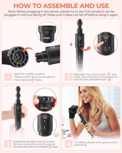 Ohuhu 5 in 1 Curling Wand Set, 0.35"-1.25" Interchangeable Ceramic Barrels - Image 3
