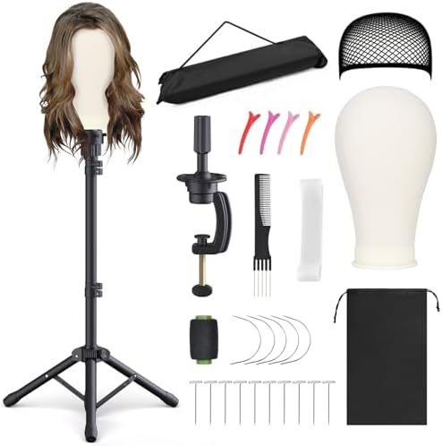 Relx Reinforced Wig Stand with Mannequin Head - Adjustable Wig Head Stand with Head for Wigs - Manikin Head Set for Cosmetology, black by Relx