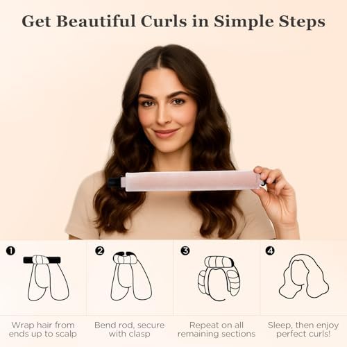 Heatless Hair Curler Set – 4PCS Velvet Overnight Blowout Rods for Heatless Curls, Jumbo Flexible Curling Rods to Sleep In, No Heat Curling Tools for Natural Waves and Curls Pink - Image 2