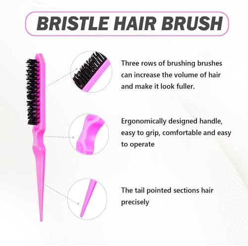 DAN Technology Hair Styling Kit - Hot Comb, Edge Brush, Rat Tail Comb, Bristle Brush for Lace Front Wigs and Black Hair - Image 4