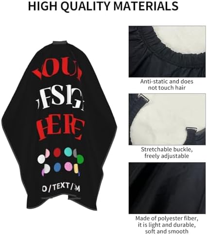 55x66in Black Custom Barber Cape, Personalized Designer Barber Cape for Salon, Gifts for Birthday Christmas - Image 4