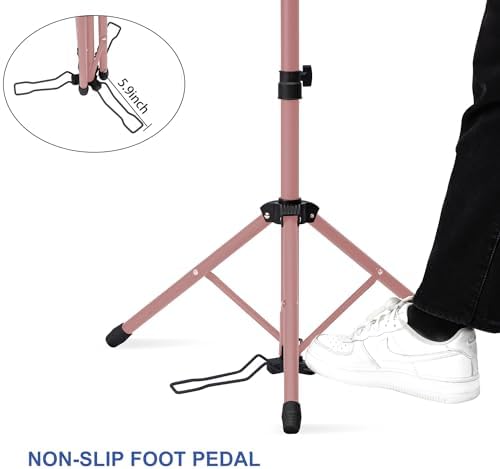 Klvied Adjustable Wig Tripod Stand, Foot Panel, Rose Gold - Image 4