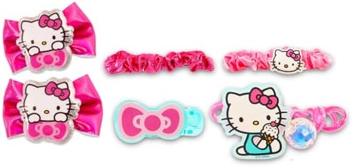 Hello Kitty Hair Accessories Set for Kids - Bundle with 2 Bows, 3 Elastics and 1 Clip, Tattoos, and More | Hello Kitty Accessories for Girls - Image 2