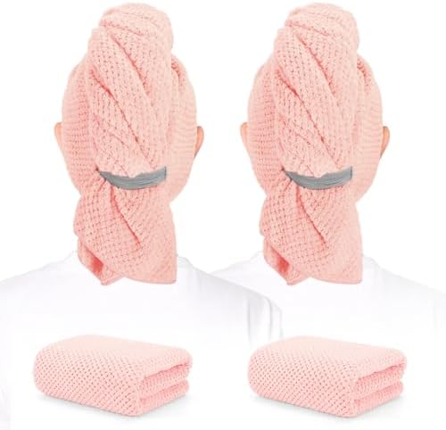 2 Pack Microfiber Hair Towel XL 41" x 24" Fast Dry, Soft, Absorbent by BEofferDirect