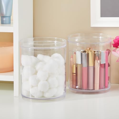STORi Bella Tall Scrunchie Holder | Stackable Clear Plastic Container (Set of 2) Round Vanity Storage Organizers with Lids for Hair Accessories & Beauty Supplies | Made in USA - Image 3