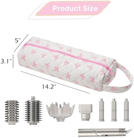 RSRSLEII Quilted Hair Tools Travel Bag with Bow Pattern, Portable&Foldable - Image 3