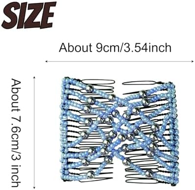 5 Pieces Stretchy Magic Comb Adjustable Elastic Hair Clip for Women Girls No Crease Pins Vintage Bun Maker Accessories for Curly Thick Wavy Hair Ponytail - Image 2