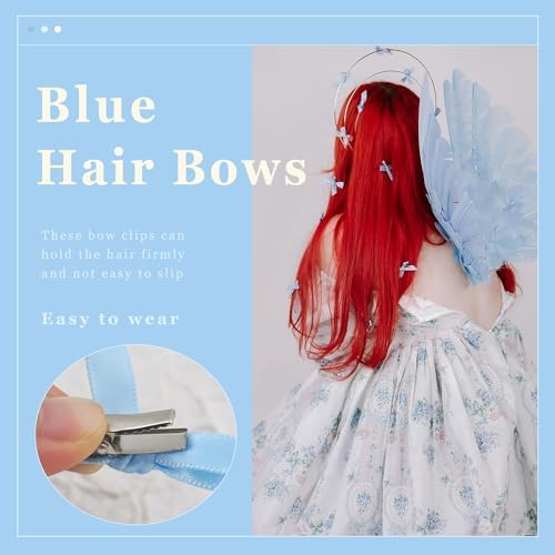 30PCS Blue Bows for Hair Satin Mini Bow Hair Clips Non Slip Small Hair Bows Cute Mini Hair Barrettes Y2K Hair Accessories for Women Girls - Image 5