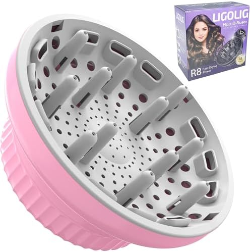 Hair Dryer Diffuser for Curly and Natural Wavy Hair,Universal Hair Diffuser,Hair Dryer Diffuser Attachment (Pink) by LIGOLIG