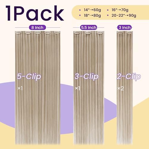 LaaVoo Seamless Clip in Hair Extensions Human Hair Blonde Highlight - Image 4