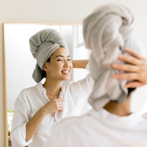 VOLO Hero Hair Towel – Ultra Soft Nanoweave™ Microfiber, Super Absorbent Quick Dry, Reduces Dry Time 50%, Anti-Frizz & Breakage, Secure Snug Strap, Large Wrap for All Hair Types - Luna Gray - Image 2