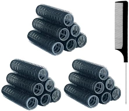 18PCS Self Grip Small Hair Curlers Heatless Roller Hair Curlers Pro Salon Hairdressing Curler DIY Curly Hairstyle Hair Rollers Tools Rat Tail Comb for Women Medium Short Hair(Black) by MOODKEYbrand