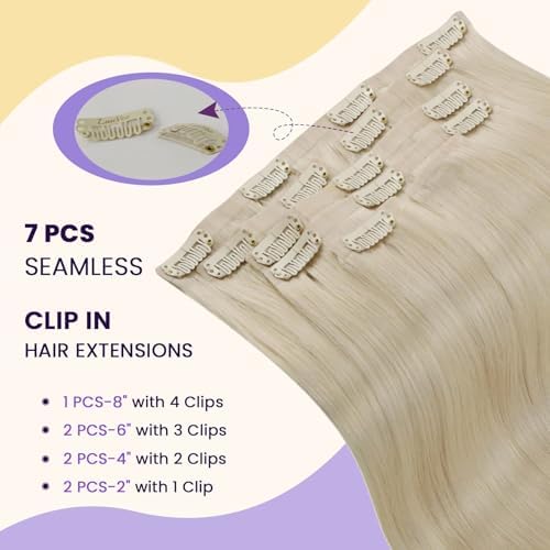 LaaVoo 22 Inch Blonde Seamless Clip in Human Hair Extensions 7pcs 140g - Image 4