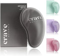 Crave Naturals Mini Detangler Hair Brush Black – Glide Thru Hair Detangler Brush for Women, Kids & Toddlers – Gentle Scalp Care, No-Pain Tangle-Free Hairbrush for All Hair Types, Travel Hair Brush by CraveNaturalsDetanglingBrush