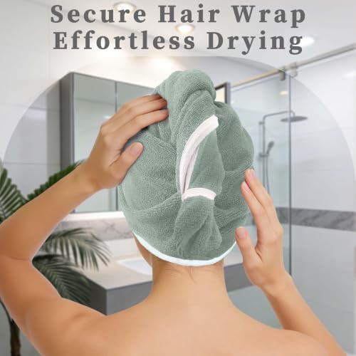 VOOVA & MOVAS Hair Turban 2 Pack,Light Gray White,Anti-Frizz Quick Dry - Image 6