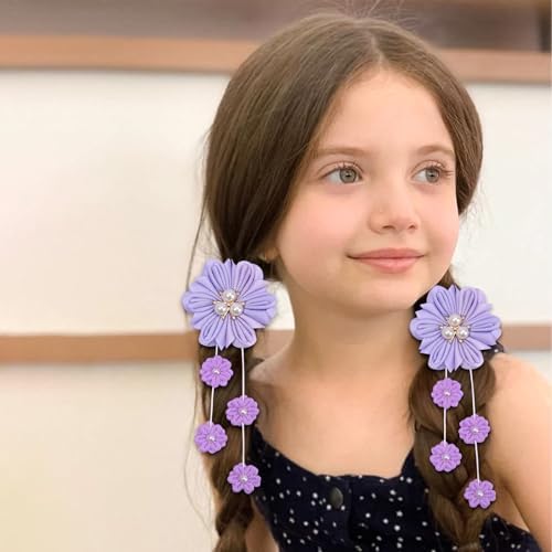 OAOLEER 6PCS Hair Bows for Girls, Purple Flower Hair Accessories for Girls - Image 4