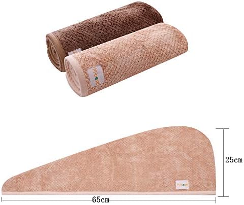 M-bestl 2 Pack Hair Drying Towels, Hair Wrap Towels, Absorbent Microfiber Hair Towel Turban with Button Design to Dry Hair Quickly(Coffee& Pink) - Image 6