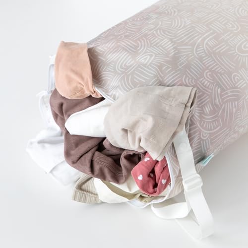 Bumkins Waterproof Hanging Wet Bag Large for Baby, Laundry, Dirty Clothes, Travel, Swim Suit, Cloth Diapers, Pool, Towels, Daycare, Beach, Zip Reusable Bag, Wetdry Vacation Packing, XL Boho Beige - Image 5